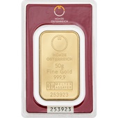 Goldbarren 50 g - Münze Österreich