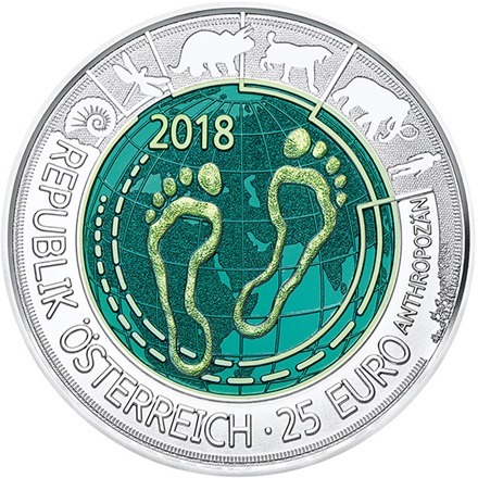 Silber Niob Münze "Anthropozän" 25 EUR HGH AUT - 2018