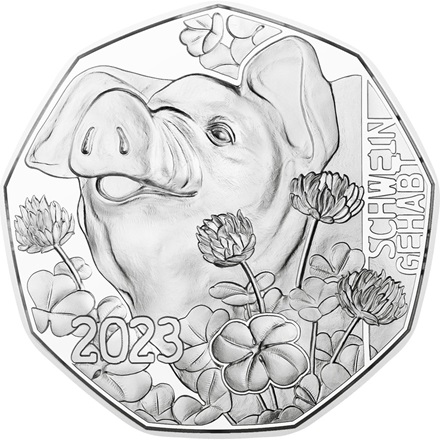 Silber Neujahrsmünze "Schwein gehabt" 5 EUR HGH AUT - 2023