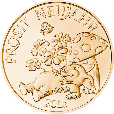 Bronze Glücksjeton "Prosit Neujahr" 2018