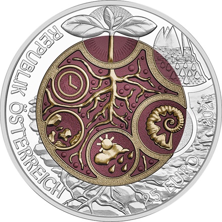  Silber Niob - Münze "Edaphon – Lebendiger Boden" 25 EUR HGH AUT - 2024