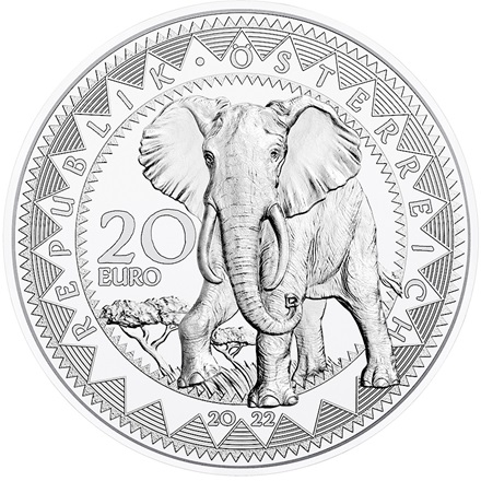 Silber Afrika - Ruhe des Elefanten 20 EUR PP AUT - 2022