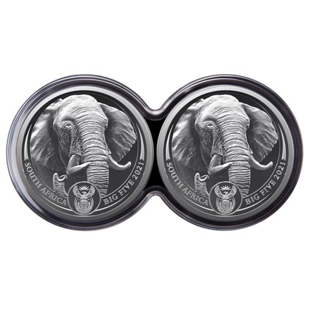 Silber Elefant Big Five Serie II - 2 x 1 oz PP-Set Doppelkapsel - 2021