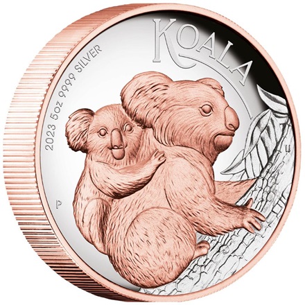 Silber Koala 5 oz PP - Roségold Teilvergoldet 2023