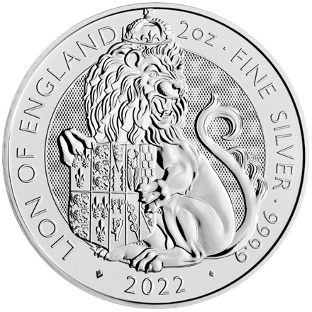Silber Lion of England 2 oz - Royal Tudor Beasts - 2022 - differenzbesteuert
