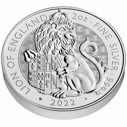Silber Lion of England 2 oz - Royal Tudor Beasts - 2022 - differenzbesteuert