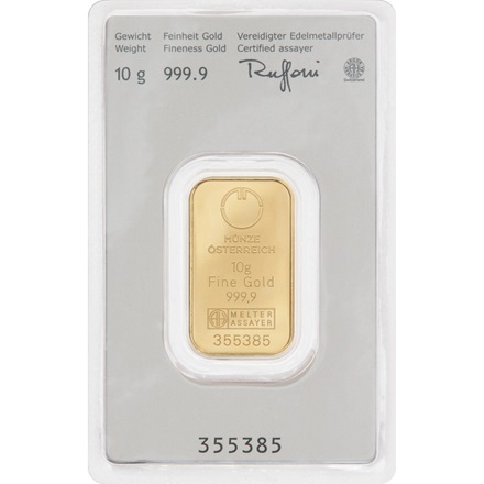 Goldbarren 10 g - Münze Österreich