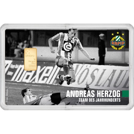 Goldbarren 1g - RAPID Gold Card "Andreas Herzog"