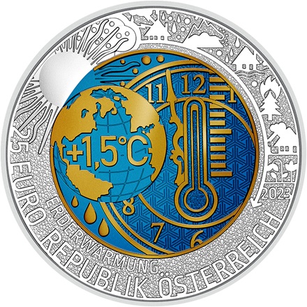 Silber Niob-Münze "Erderwärmung" 25 EUR HGH AUT - 2023